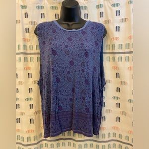 Blue Purple Floral Sleeveless Shirt